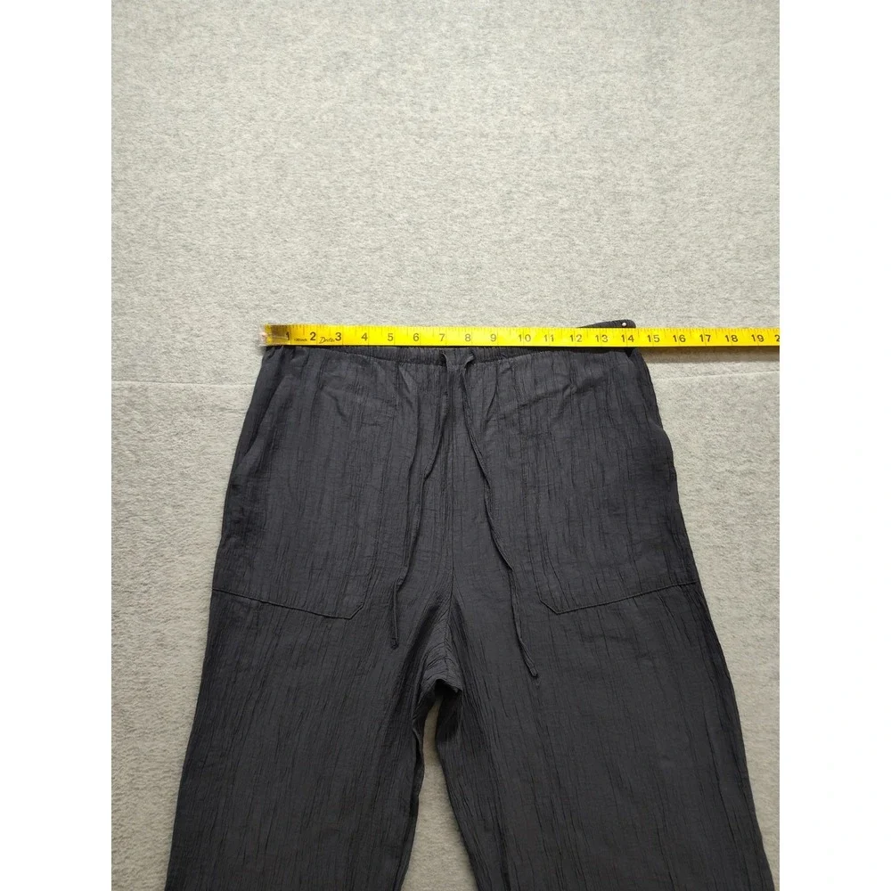 Zara Women Pants XS Dark Blue Drawstring Waist Pockets High Rise Comfort Casual
